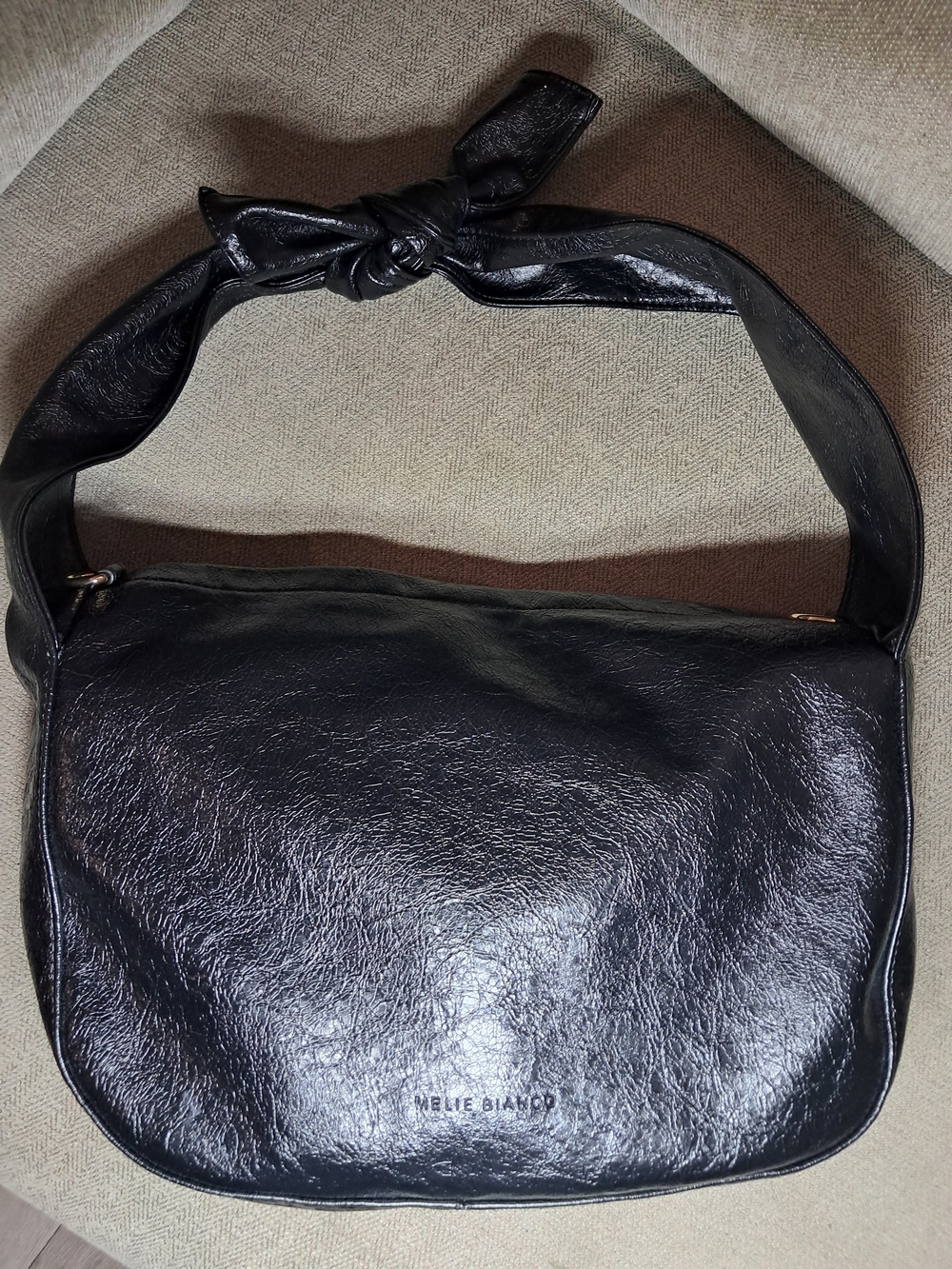 Melie Bianco Black Knot-Detail Shoulder Bag